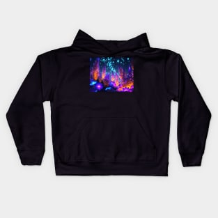 Abstract Neon night lit flower scene Kids Hoodie